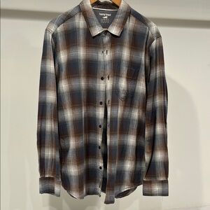 Horny Toad Men's Casual Blue and Brown Plaid Shirt
